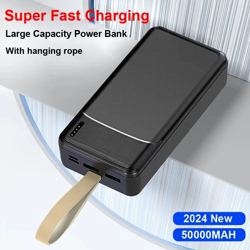 

Power Bank Fast Charging 50000mAh High-capacity Battery Portable Design Battery Charger with Hanging Rope For iPhone 16 Xiaomi