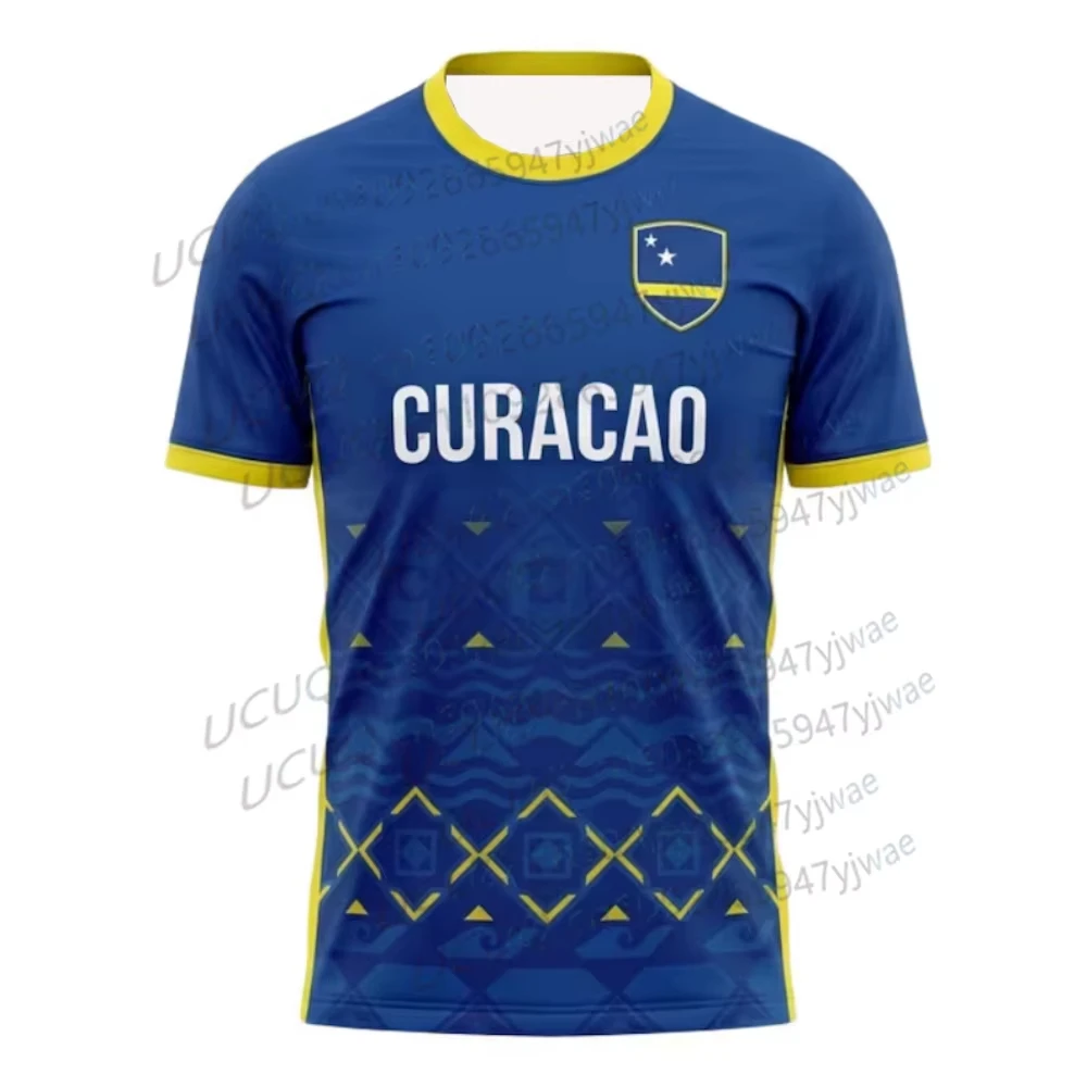 2026 new Men's style / Women's style 3D printed football fan family short-sleeved T-shirt, top, Curacao football team jersey