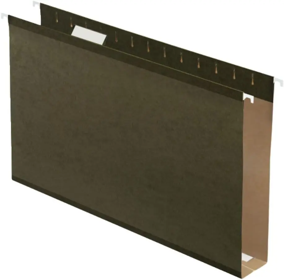 

Extra Capacity Reinforced Hanging File Folders, 2", Legal Size, Standard Green, 1/5 Cut, 25/BX