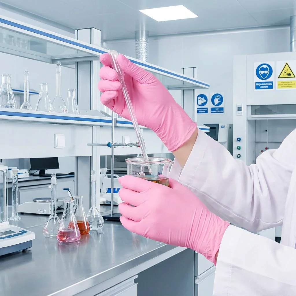 ถุงมือไนไตรล์สีชมพูเรียบง่าย 1 - Rubber Glove Cleaning บทวิจารณ์และราคา