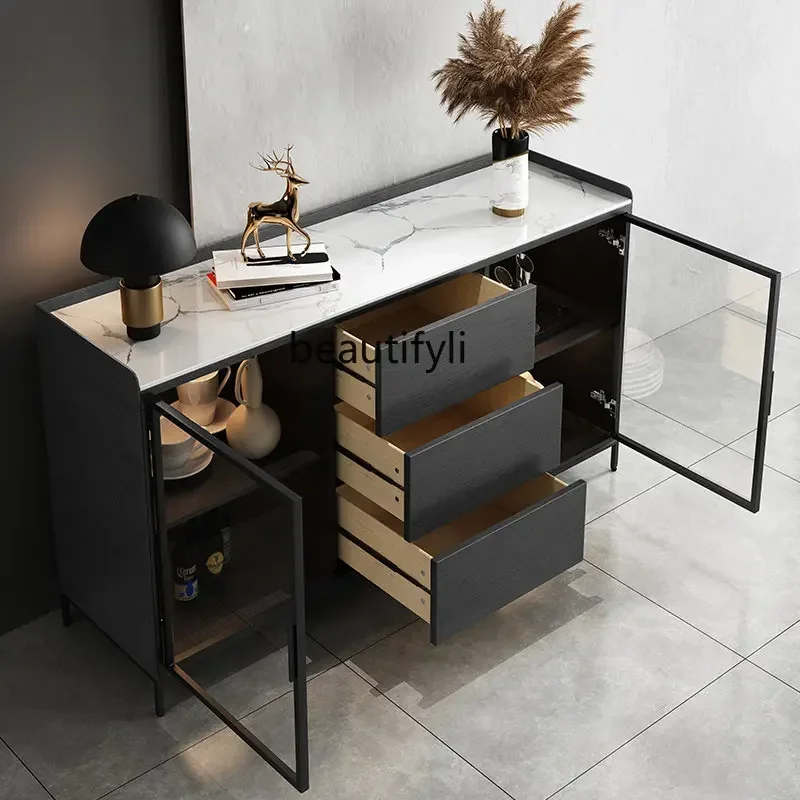 Stone Plate Sideboard Cabinet Modern Minimalist Living Room Home Locker Italian Minimalist Wall Tea Cabinet Entrance Cabine