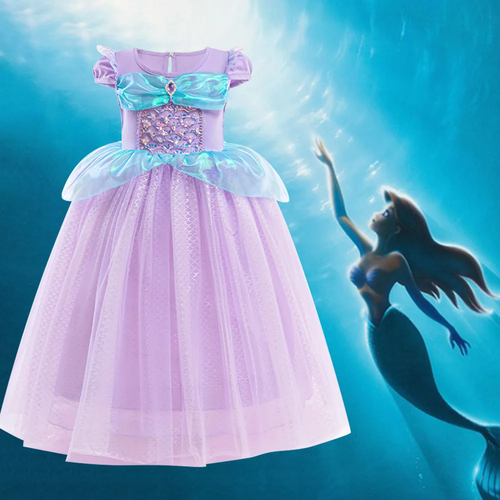 

2024 New Girls Perform Mermaid Dress Children Princess Tutu Dress Toddlers Summer Prom Dresses Kids Birthday Party Clothes 3-8Y