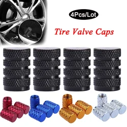 4pcs Knurling Style Tire Valve Caps Aluminum Silver Car Bike Wheel Stem Air Valve Caps Tire Pressure Cap Accessory