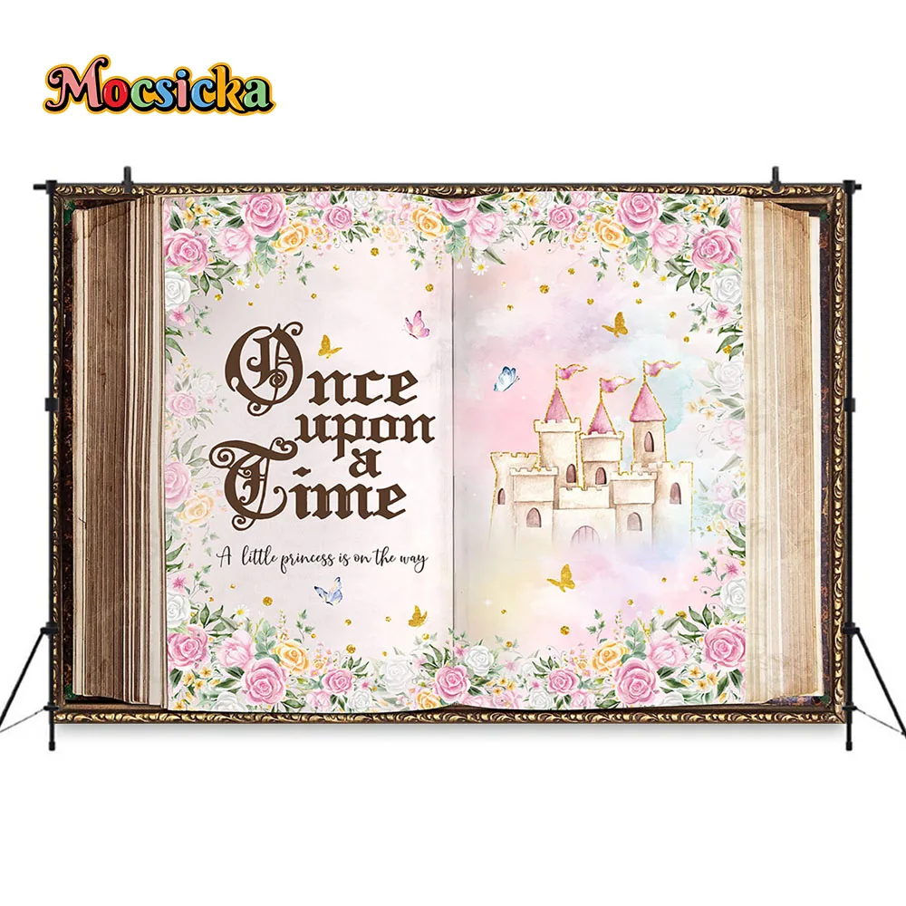 Fondo de Castillo de cuento de hadas de ensueño, era una vez, dulce princesa, fiesta de cumpleaños, telón de fondo de flores, mariposa, niña, utilería para espectáculo de bebés