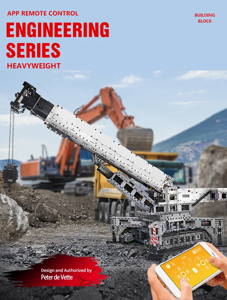 Mould KING 17002 Technical Car Toys The muc-10123 RC Motorized Crane Liebher LTR 11200 Truck Model Building Blocks Kids kicks