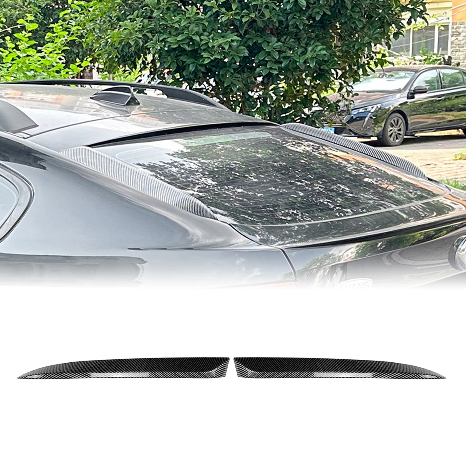 

Rear Window Side Spoiler Trim Wing For BMW X6 X6M E71 E72 2008-2014 Carbon Fiber Look/Gloss Black Tailgate Windshield Deflector