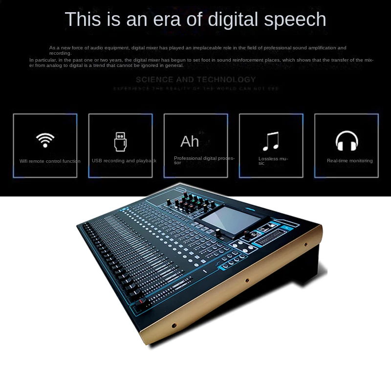 V32 Professional Digital Mixer 32-Channel Electric Fader Audio Mixing Console Sound Table Equalizer Effector Stage Performance