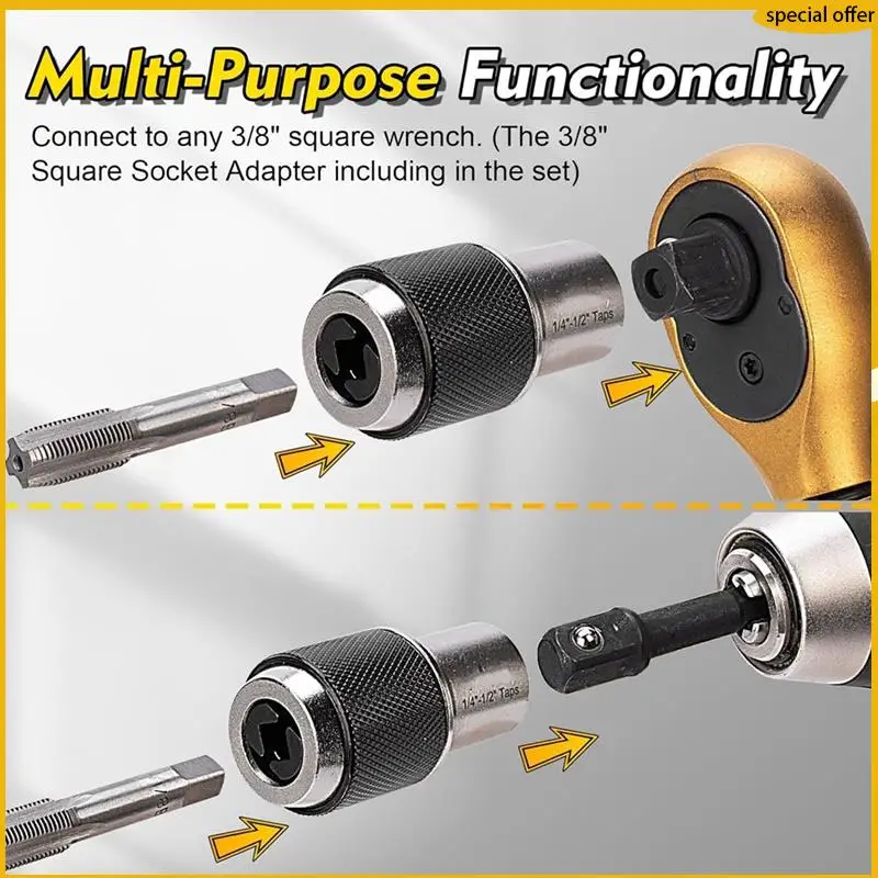 

A50I Tap Socket Set, 3PCS Tap Extractor Tool With Adjustable Jaws,Tap Sockets With A 3/8Inch Socket Adapter For Taps ,Reamers