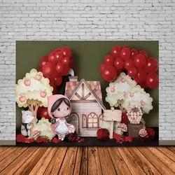 Hlo Cartoon Fairy Tale Litttlee Red Hat Theme Birthday Party Decoration Background Girl Birthday Photo Photography Props  banner