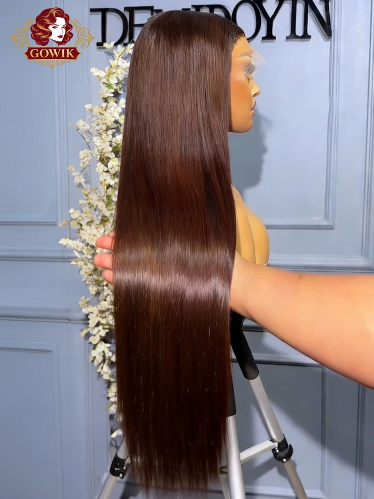 

Chocolate Brown Lace Front Wig 13x6 Transparent Lace Front Wig 2#Colored 100% Human Hair Wig 220 Density Straight 13x4 Lace Wigs