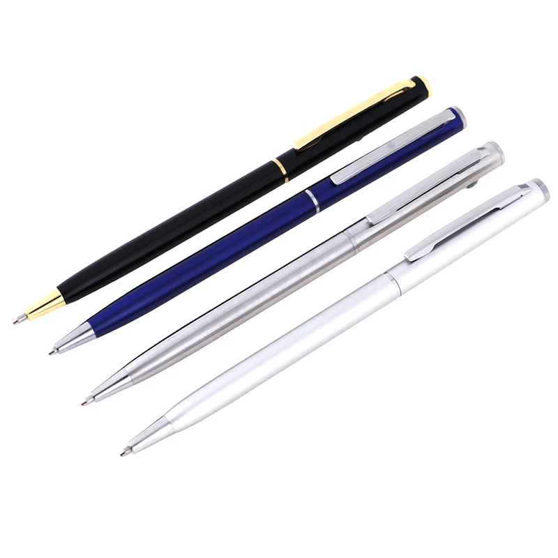 Luxury Metal Ballpoint Pen 1mm Black Ink Gel Pen Office Writing Stationery Gift