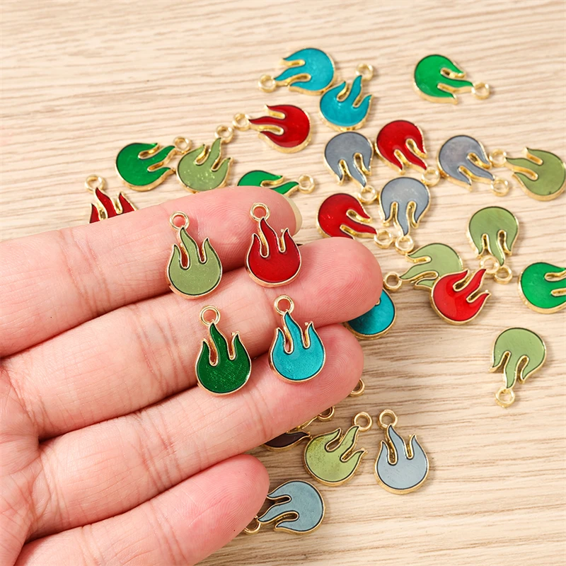 10 Stück 10x16mm Niedliche Bunte Emaille-Flammen-Anhänger für die Herstellung von Ohrhängern, Halsketten, Armbändern, DIY-Handwerk und Schmuckzubehör – Detail 3