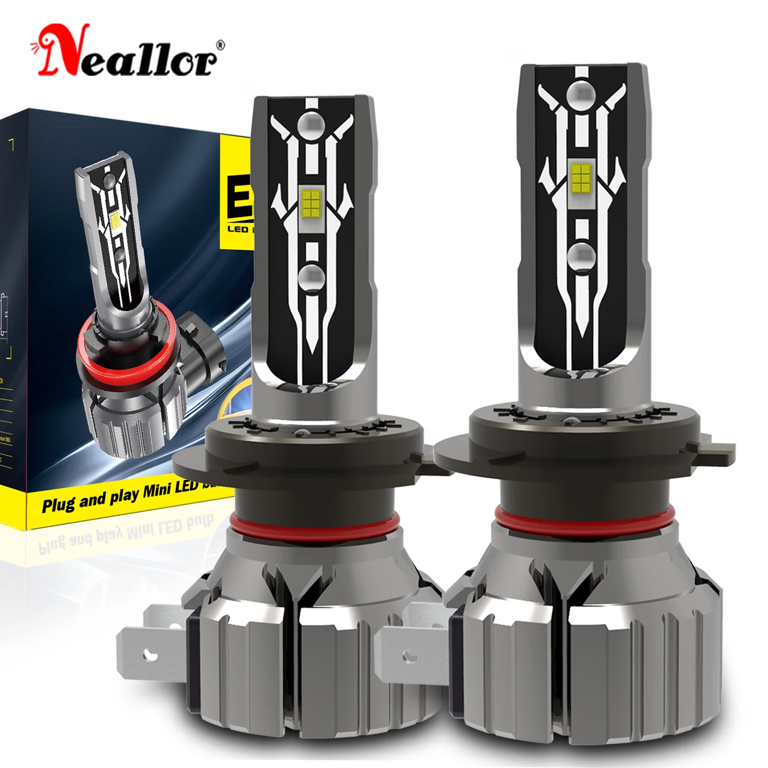 2pcs H7 PX26d Led Headlight Powerful Canbus No Error Auto Light Car Turbo Diode Bulb White Moto Fog Lamp 12V No Adapter Required