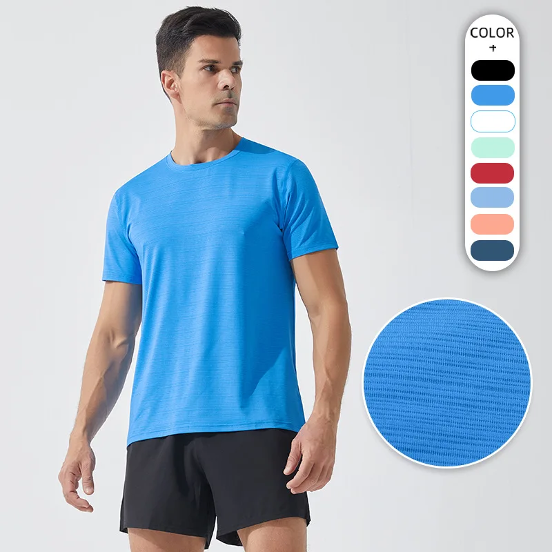 

Quick drying short sleeved men's summer round neck sports T-shirt outdoor running fitness breathable oversized top