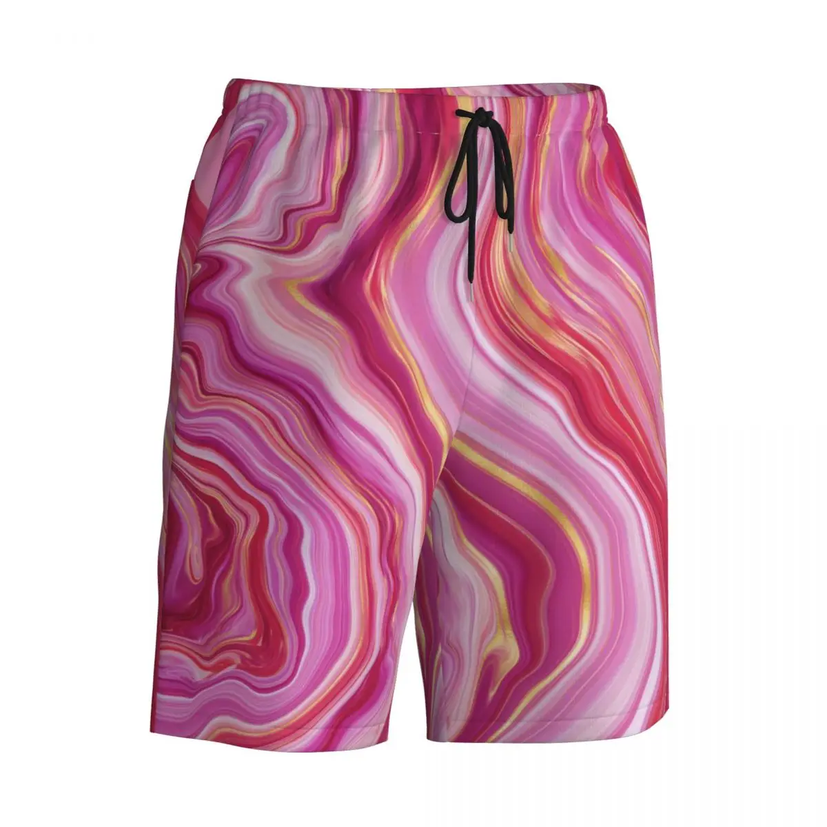 Short de planche imprimé marbre pour homme, short de sport liquide rose, pantalon court de planche de surf, maillot de plage respirant, drôle, grande taille, été, Y2K