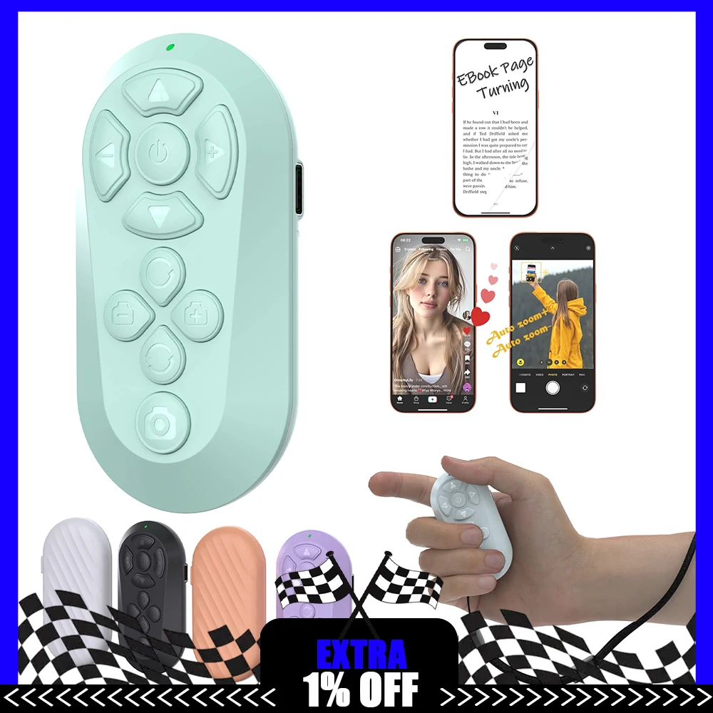 Xring D18 Hand-Held Remote Control Page Turner Key Mute Design Bluetooth Connection Hand-Hold Remote Control Light Weight Gifts