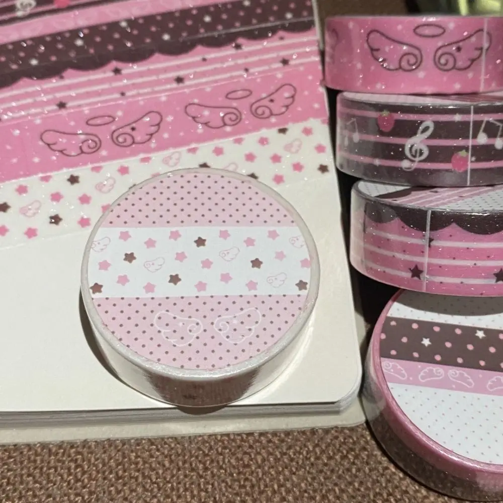 جديد الفراولة الشريط الزخرفية أجنحة الملاك نجوم الكولاج الشريط Kawaii القرطاسية المدرسية