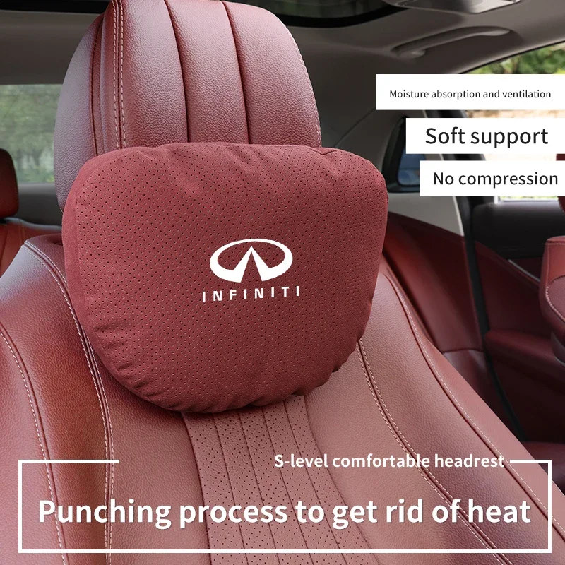 Infiniti QX30 Q50 Q60 Qx70 QX80 Qx56 Fx35 Ex35 Suede Car Headrest Neck Support Seat Lumbar Cushion Soft Neck Pillow Accessories