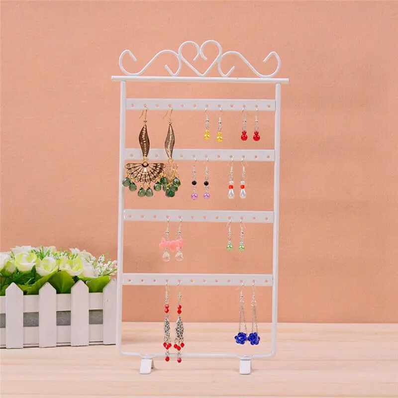 48 Holes Earring Hanging Rack Multi-layer Metal Display Stand Space Saving Large Capacity Jewelry Storage Organizer