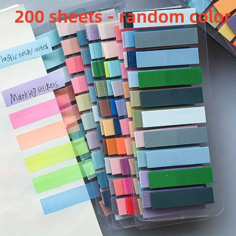 유럽 ​​복고풍 형광 PET 투명 자체 접착 메모, Morandi 색상 코딩 마커, 직사각형, 10가지 혼합 색상