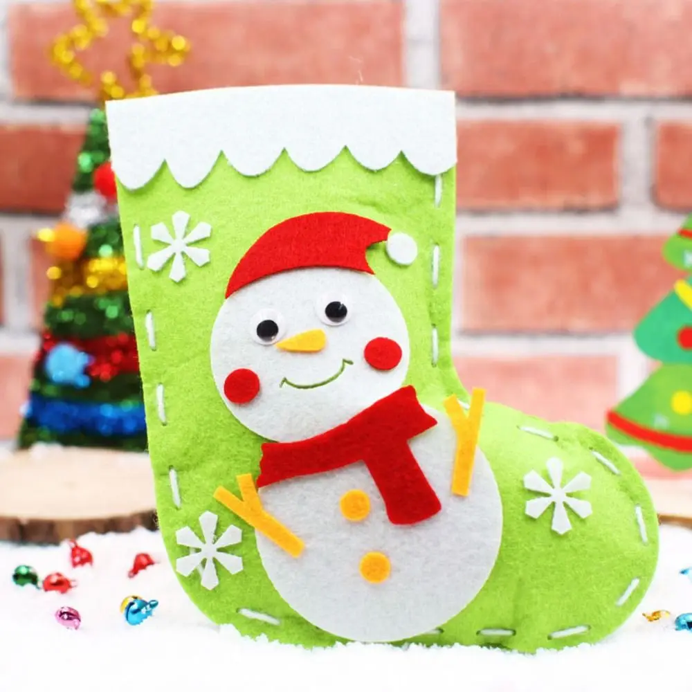 Non-woven Fabric DIY Christmas Stocking Snowman House Decoracion Hangable Christmas Sock Handmade Christmas Tree
