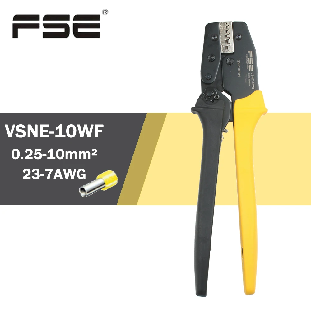 VSNE-10WF crimping pliers 0.25-10mm2 23-7AWG for ferrules tube terminals 270mm lengthen labor saving brand tools