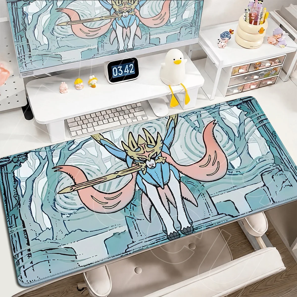 Laptop Gaming Extended Keyboard Mat Large Office Locking Edge Carpet Pokemon Zacian Table Mouse Pad