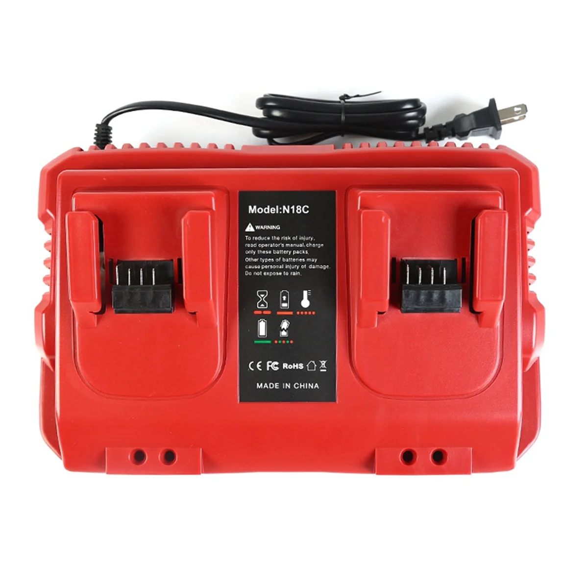 A93Z 18V Rapid Charger Replacement for Milwaukee M18 Battery Charger Station 2Ports 48-59-1802 48-59-1812 US Plug