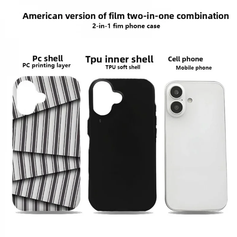 حافظة جديدة لهاتف آيفون 17 ProMax/17 Pro/17 Air/17 (2025) شريط غير منتظم ملون 2 في 1 #2