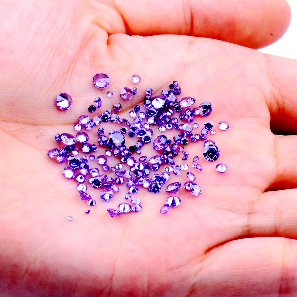 100pcs 1mm-4mm 5A And Mixed Sizes Round Beads Cut CZ Stone Brilliant Fushia Color Cubic Zirconia Synthetic Gems stone