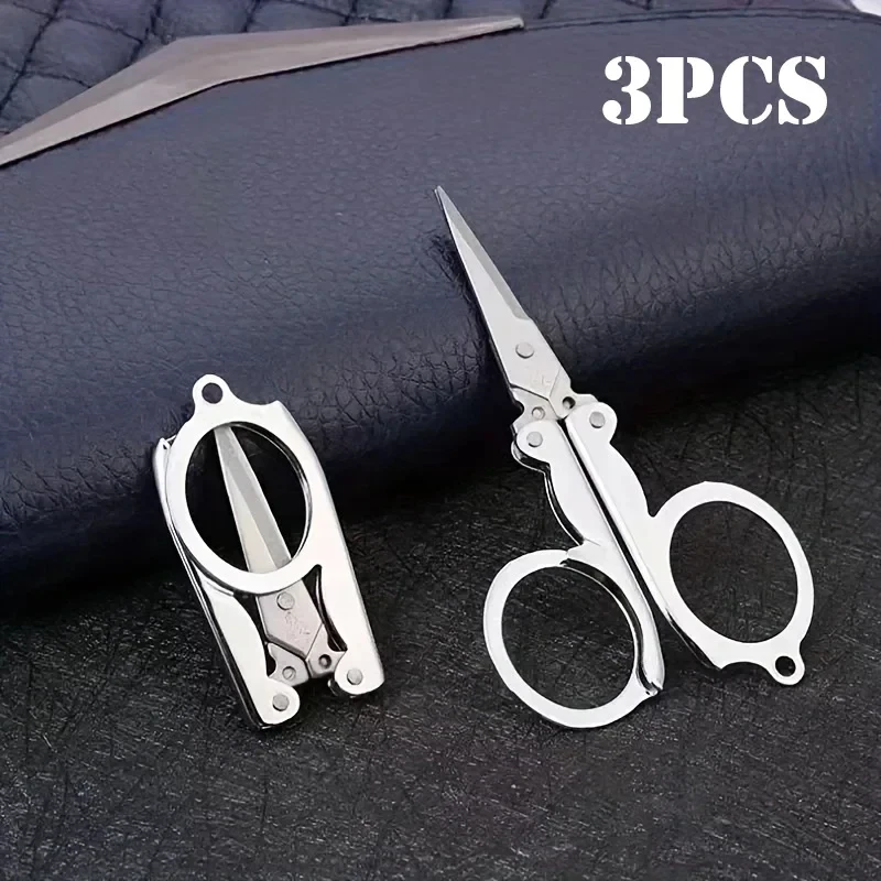1/3Pcs Foldable Mini Pocket Scissors, Stainless Steel Portable Travel Scissors, Multifunctional Tailor Emergency Scissors
