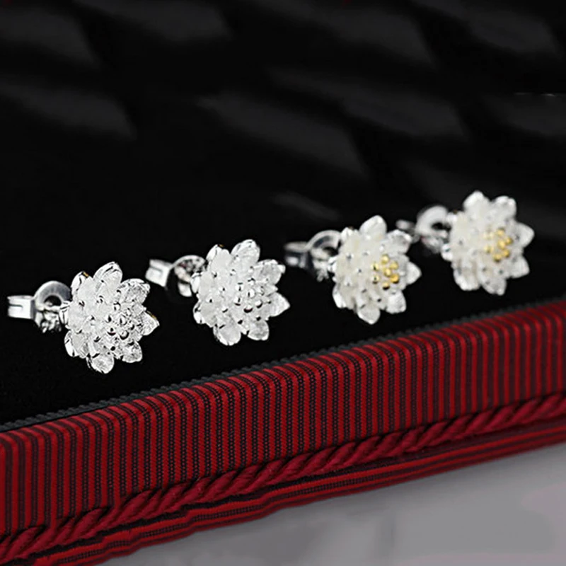Butik Lady Shining Flower Fashion 925 Sterling Silver Kolczyk sztyft Chrząstka Piercing Kolczyki Biżuteria Boho Prezent dla kobiet — zdjęcie 7