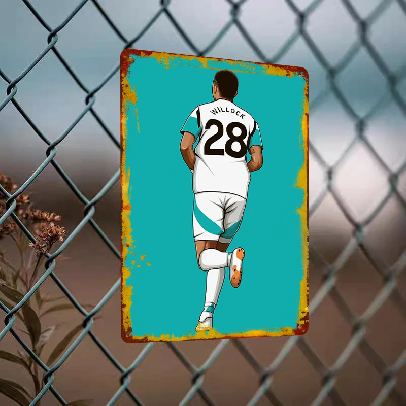 Soccer Player Back View Metal Wall Art Creative Sports Theme Home Decor Bedroom Living Room Hanging Decoration