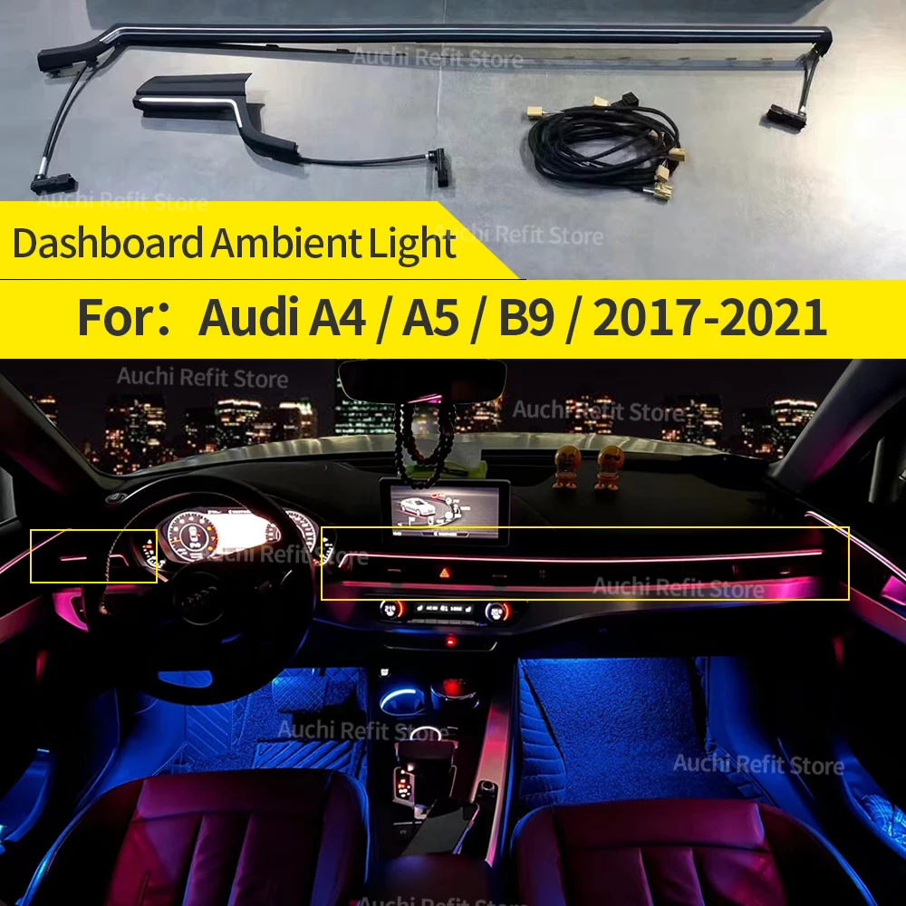 32 Colours Dashboard Trim Ambient Lights For Audi A4  A5 B9 RS4 RS5 2017-2021 Car Console Interior Decorative Light Retrofit Kit