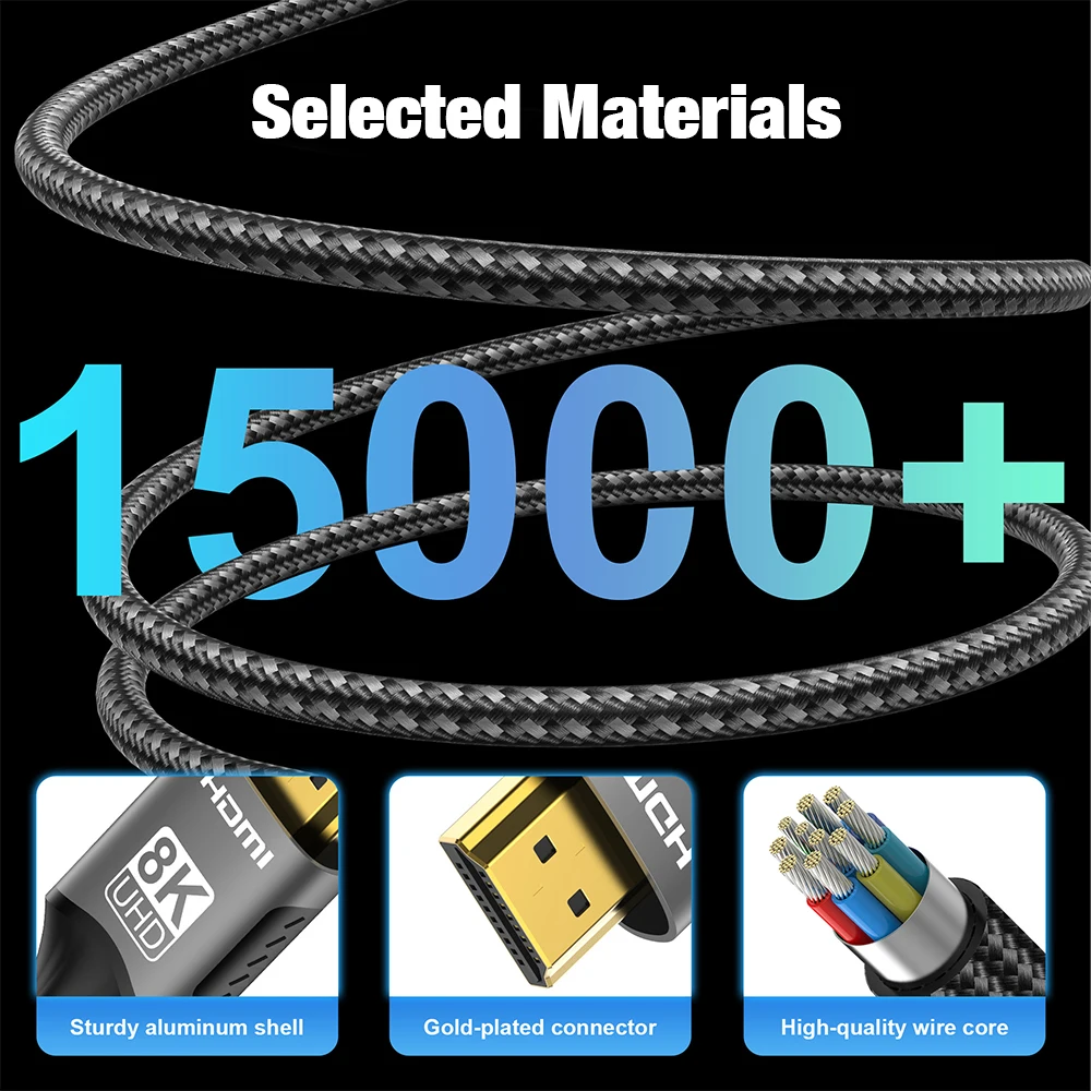 1/2/3/5 متر طويل HDMI 2.1 كابل كابل الفيديو ل PS5 Xbox كاميرا ويب كاميرا التلفزيون صندوق النار عصا الكمبيوتر المحمول HDCP eARC 8K 60HZ 4K 120HZ