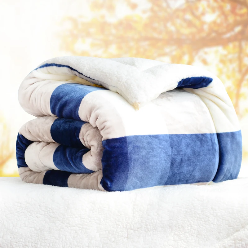 Thickened Coral Double-Sided Blanket for Autumn and Winter Ideal for Dormitory Single Person, Imitation Lamb Wool Blanket