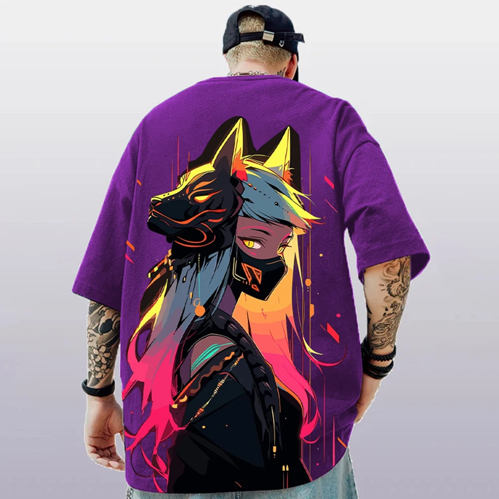 3d Anime Character Print Men\'s T-Shirt 2024 New Oversized Short Sleeve T-Shirt For Men Street Hip-Hop Tee Top Quick Dry T Shirts
