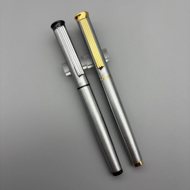 Wingsung Silver Fountain Pen 0.5F Nib Squeeze Ink Absorption Business Classic Design Office Supplies Students Writing Gift Pen