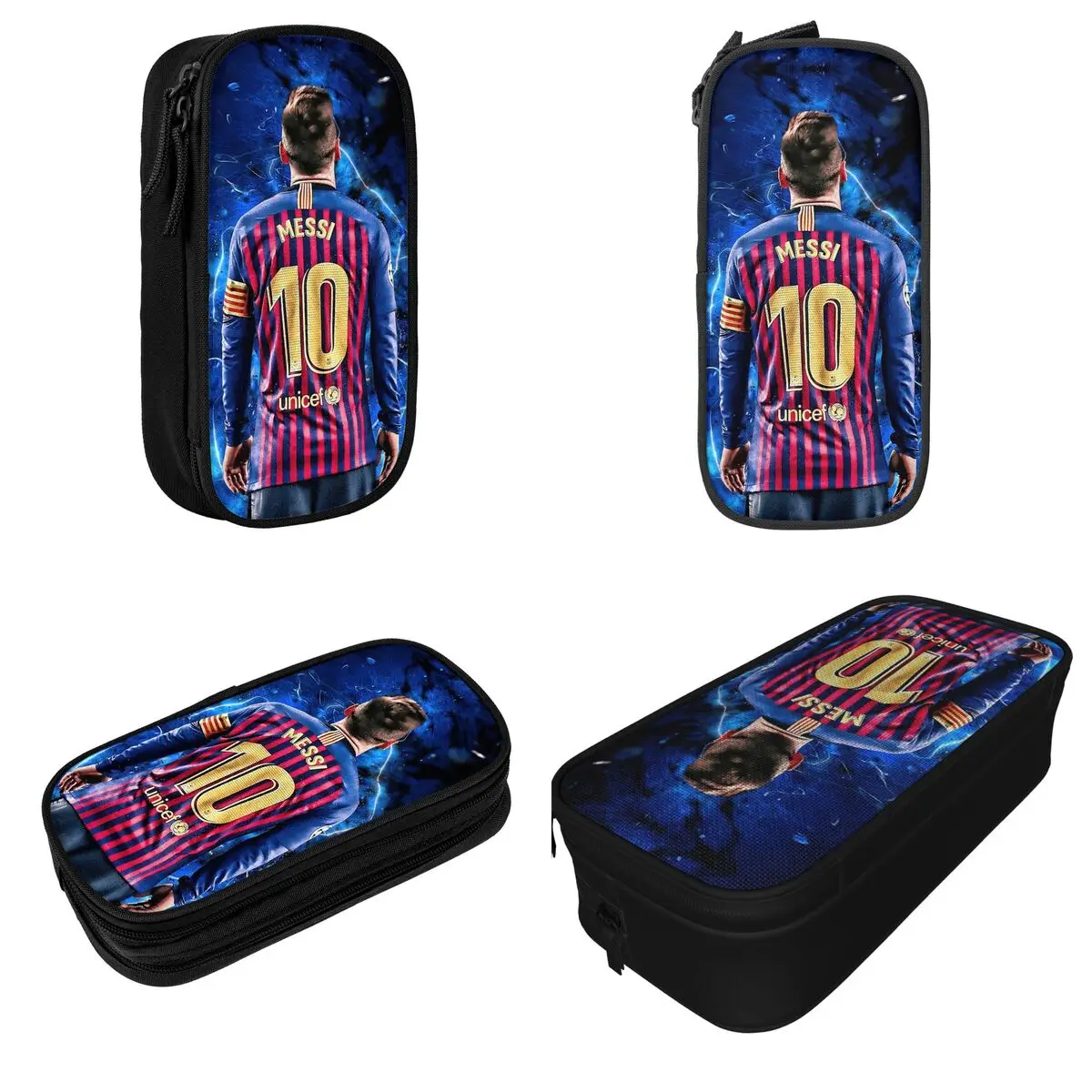 Classic Messi Football Pencil Case Double Layer Large-capacity Office Supplies Pen Case Amazing Gift For Soccer Fan