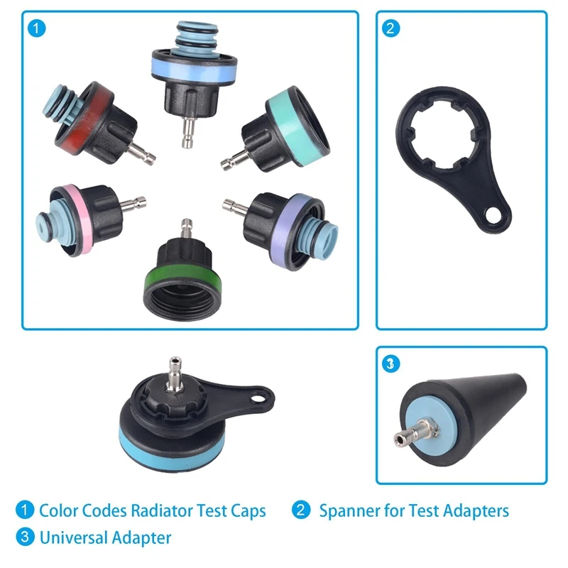 Kit de probador de presión de sistema de refrigeración Universal OEM promocional, herramienta de detección de fugas y recarga de refrigerante, 28 Uds.