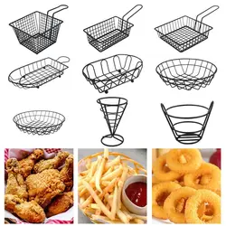 Fryers Basket Net Mesh Fries Chip Kitchen Tool Iron Fryer Food Storage Container Home BBQ French Fries Baskets with Handle