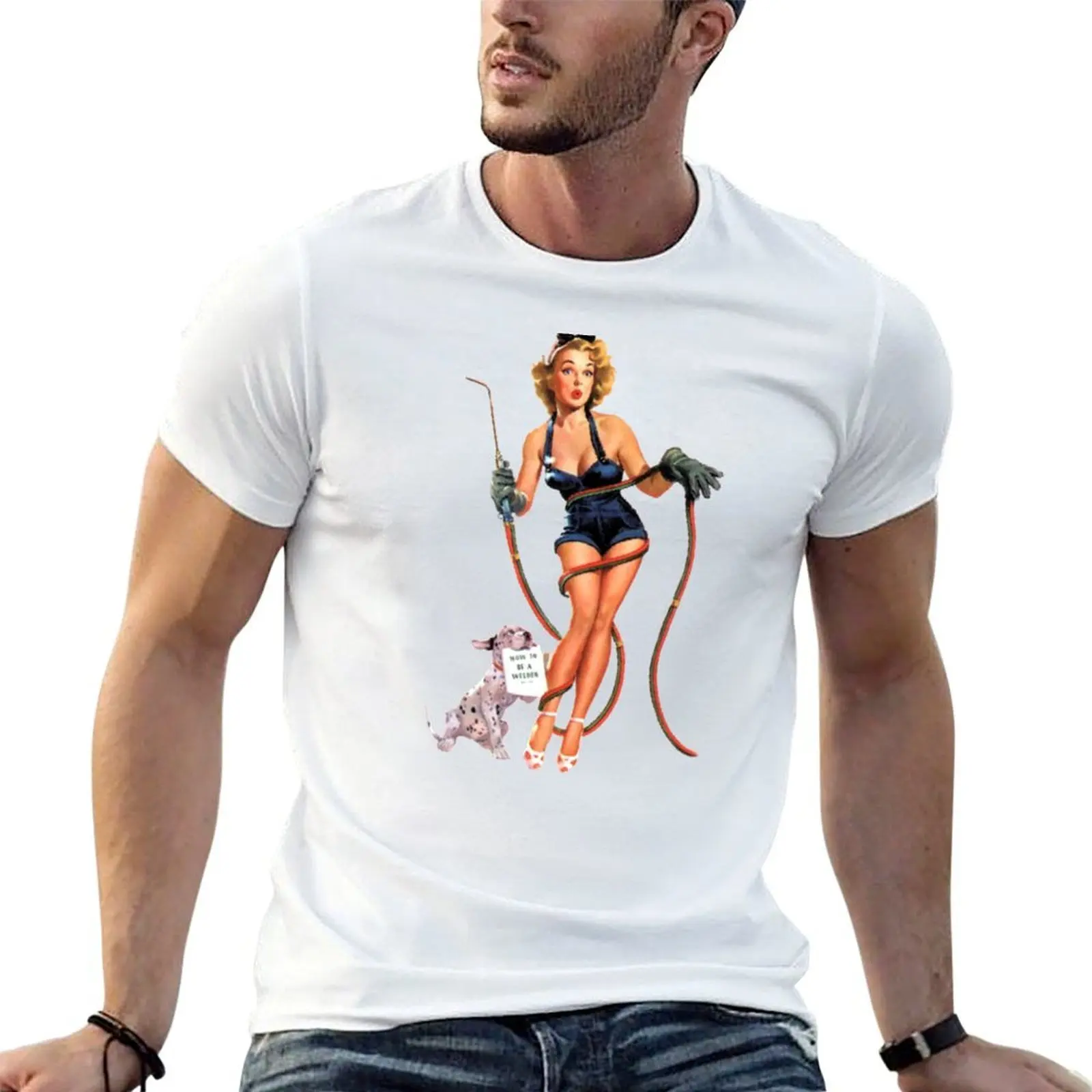 

Vintage Sexy Welder Pinup Girl T-Shirt t shirt personalised t shirt man plain T-Shirt