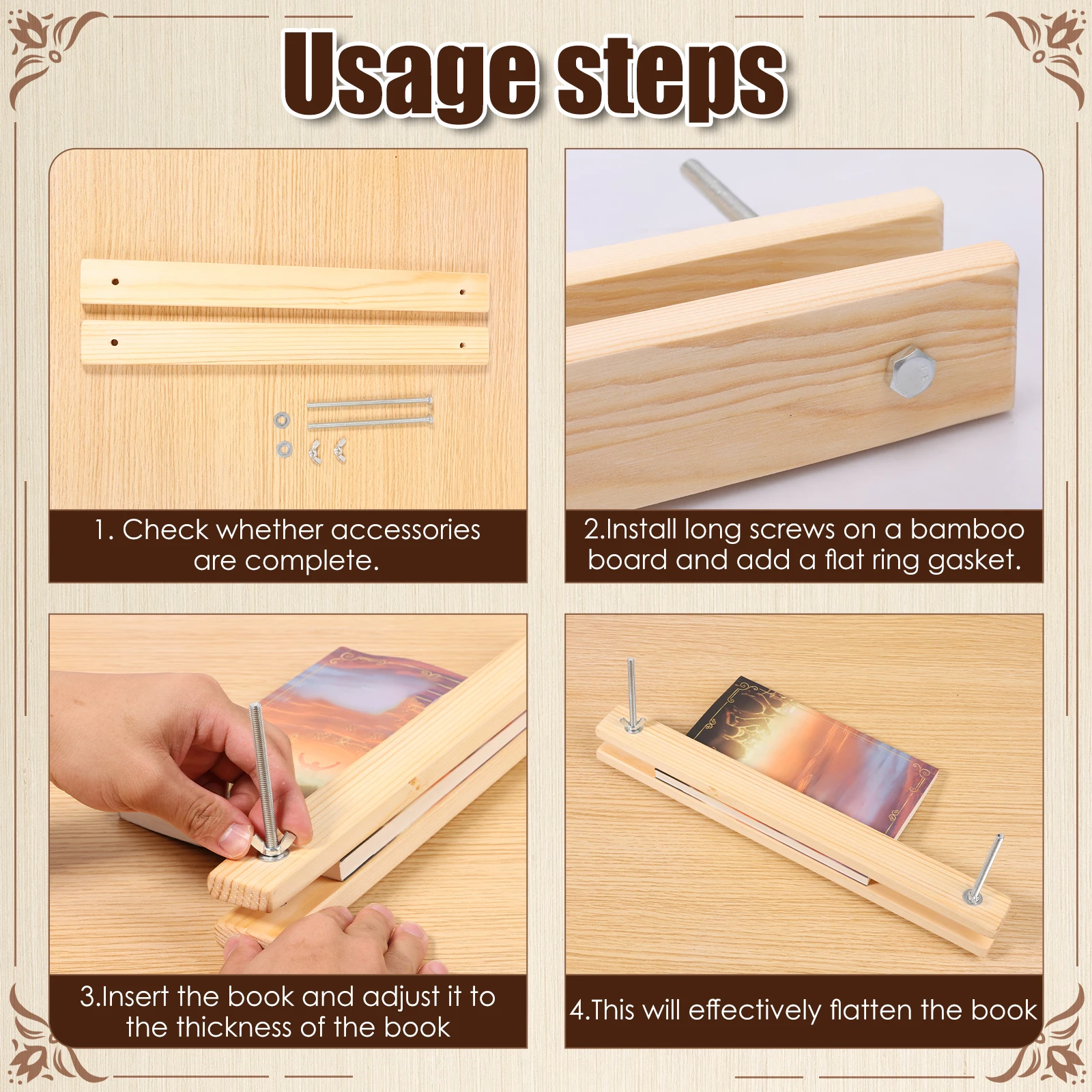 Wooden Book Press Kit DIY Gree - Bookbinding Supply Kit 评论和价格