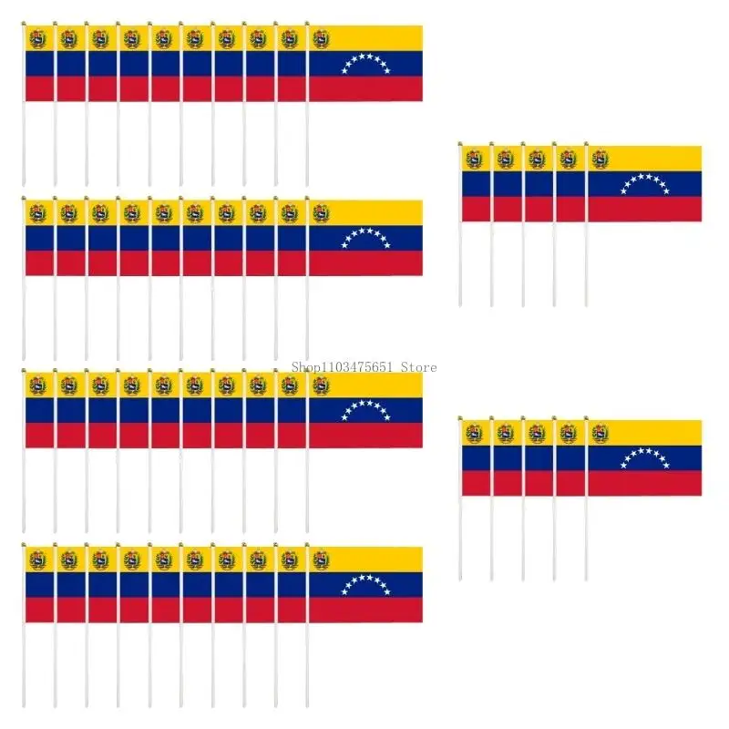  Hand Flag 14x21cm Flag for Decoration Sport Plastic Rods Cheering Props