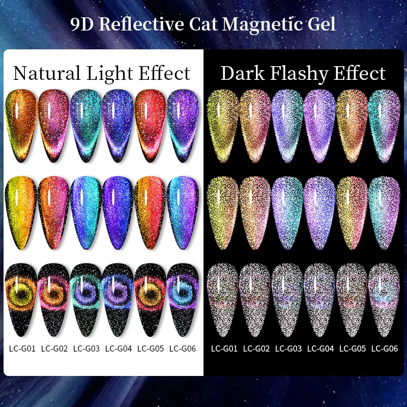 LILYCUTE 7ml 9D Reflective Cat Magnetic Gel Nail Polish Blue Sparkling Semi Permanent UV Gel Soak Off Glitter Gel Nail Art