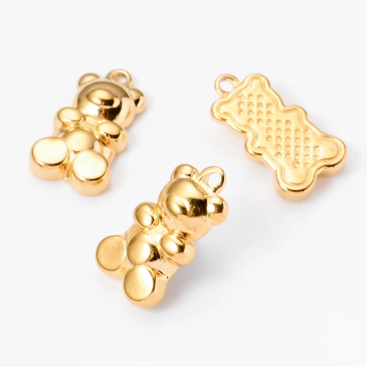 Wholesale 6pcs/lot No Fade Cute Bear Charms Stainless Steel Pendants DIY Jewelry Making Accessories