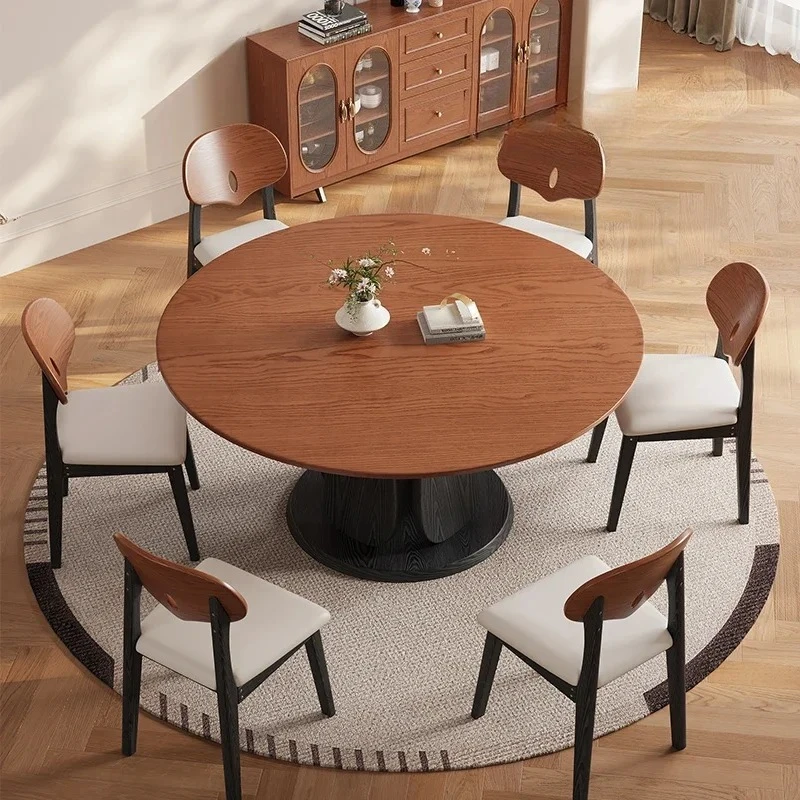 

Обеденный стол из ясеня, круглый обеденный стол, высококачественная комбинация небольшого домашнего обеденного стола и стула из цельного дерева