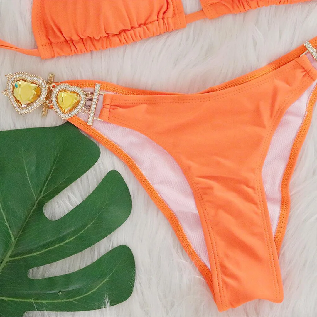 Diamant-Strass-Bikini, Damen-Badeanzug, zweiteiliges Bikini-Set mit Haarband, Badebekleidung, Badeanzug, Modell V3047G – Detail 13