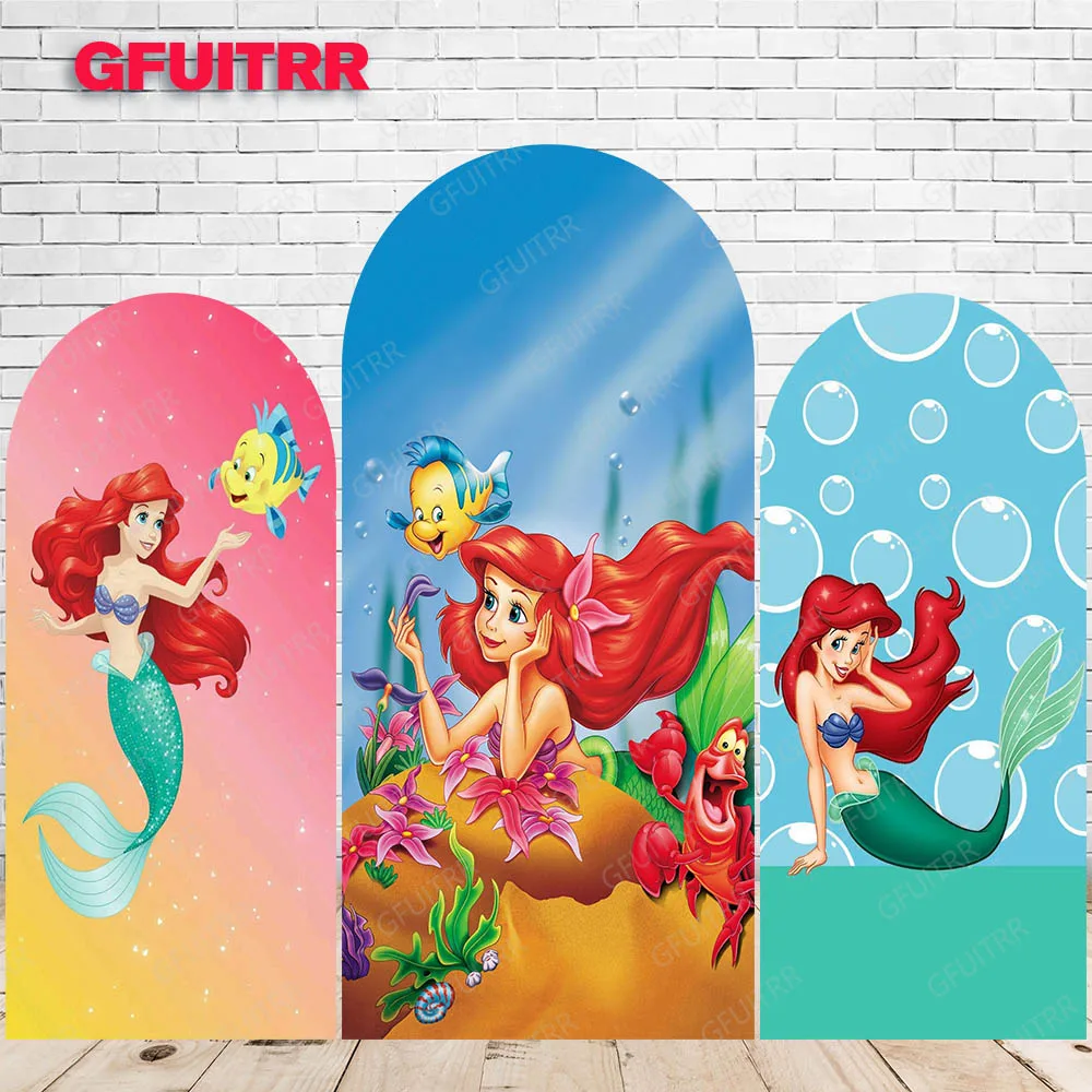 

Mermaid Arch Backdrop Doublesided Underwater Birthday Decoration Photography Background Girl Party Polyester Photo Booth Prop