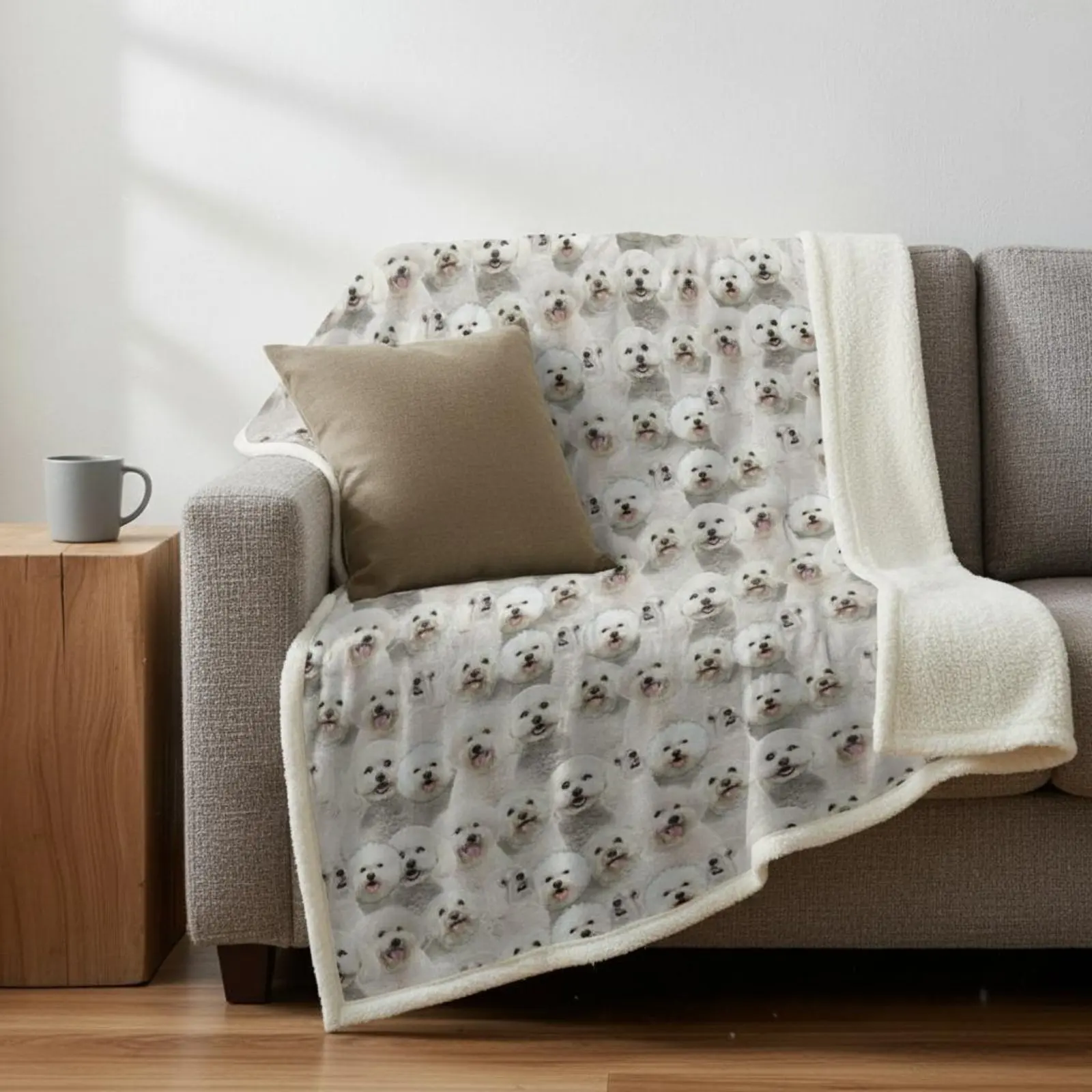 Dog Print Blanket Warm Dog Print Throw Soft Fleece Throw Colorfast Resistant Flannel Sherpa Blanket Anti-Static for Office view 3